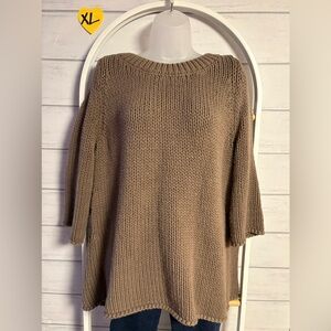 Soft Surroundings Chunky Scoop-Neck Sweater Tunic in Taupe